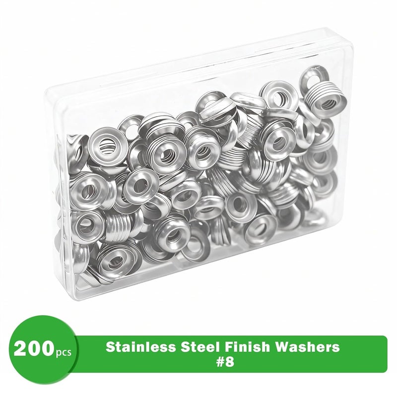 Seamaka 200 Pcs #8 Silver Finish Washers 304 Stainless Steel Finishing Washers Countersunk Cup - Image 4